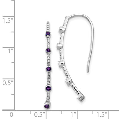 14K White Gold Diamond and Amethyst Earrings