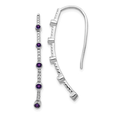14K White Gold Diamond and Amethyst Earrings