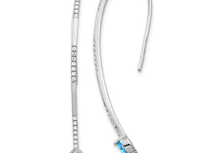 14k White Gold Diamond and Blue Topaz Earrings (Style EM4314-BT-020-WA)