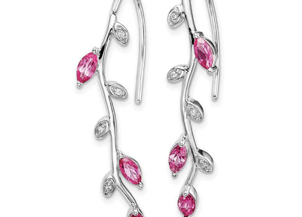 14k White Gold Diamond and Pink Sapphire Earrings (Style EM4315-PS-003-WA)
