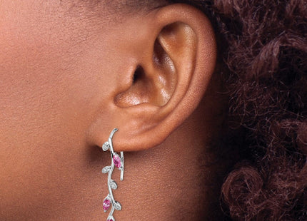 14k White Gold Diamond and Pink Sapphire Earrings (Style EM4315-PS-003-WA)