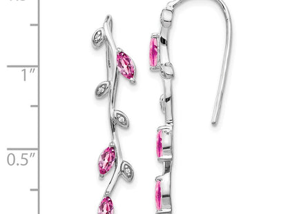 14k White Gold Diamond and Pink Sapphire Earrings (Style EM4315-PS-003-WA)
