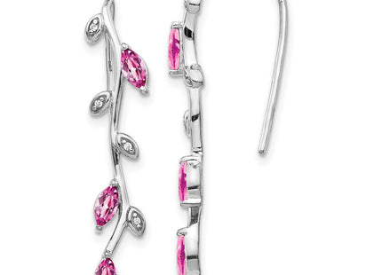 14k White Gold Diamond and Pink Sapphire Earrings (Style EM4315-PS-003-WA)