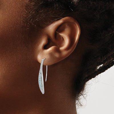 14K White Gold Diamond and Aquamarine Earrings