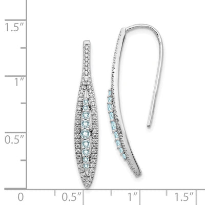 14K White Gold Diamond and Aquamarine Earrings