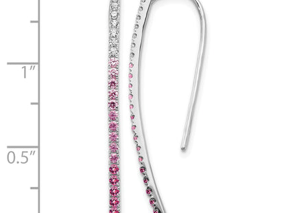 14k White Gold Diamond and Pink Sapphire Earrings, 35 x 1mm
