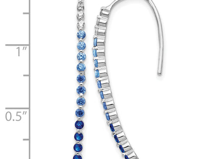 14k White Gold Diamond and Sapphire Earrings, 35 x 2mm