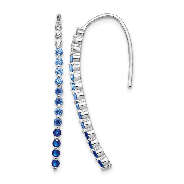 14k White Gold Diamond and Sapphire Earrings, 35 x 2mm