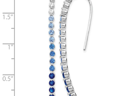 14k White Gold Diamond and Sapphire Earrings, 44 x 3mm