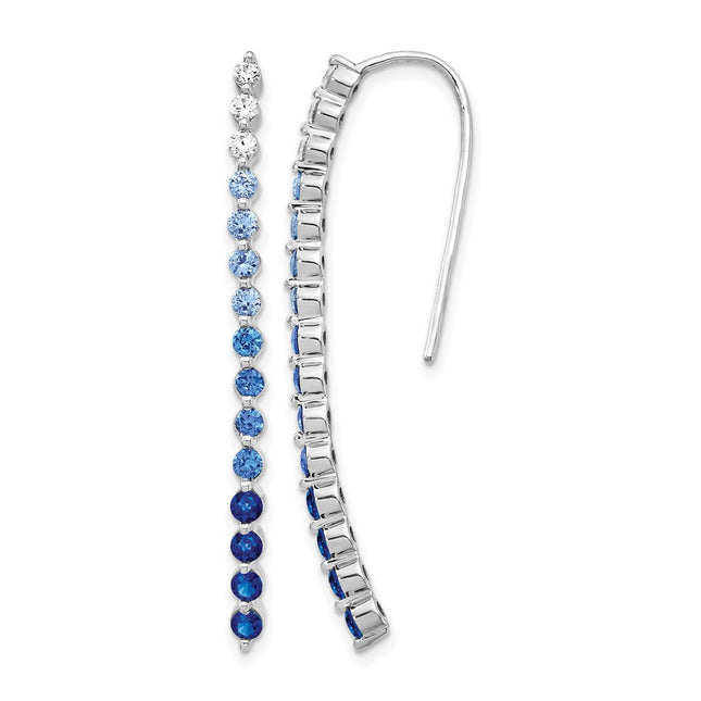 14k White Gold Diamond and Sapphire Earrings, 44 x 3mm