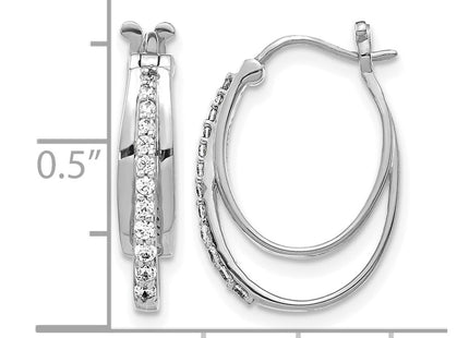 14K white gold diamond hoop earrings, alternate view