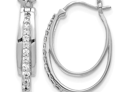 14K white gold diamond hoop earrings