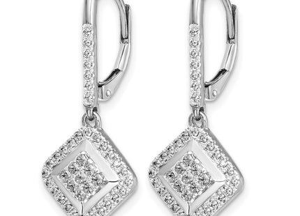 14K white gold diamond drop earrings, alternate view
