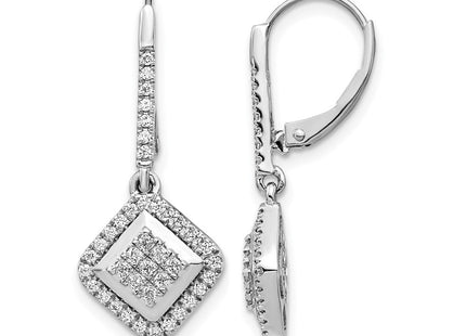 14K white gold diamond drop earrings