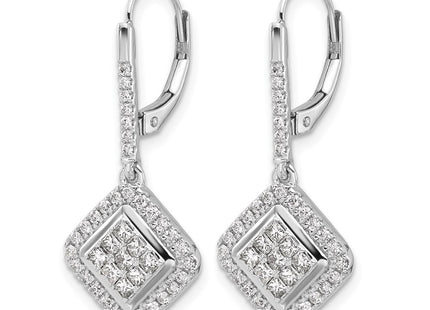 14K white gold diamond drop earrings, alternate view
