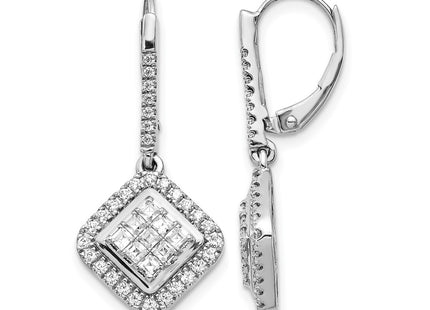 14K white gold diamond drop earrings