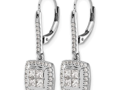14K white gold diamond drop earrings, alternate view