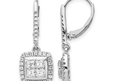 14K white gold diamond drop earrings