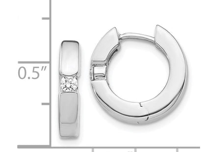 14k White Gold AA Diamond Hinged Hoop Earrings (Style EM5354-016-WA)