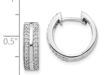 14k White Gold 2-row Diamond Hinged Hoop Earrings (Style EM5357-020-WA)