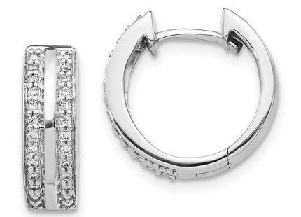 14k White Gold 2-row Diamond Hinged Hoop Earrings (Style EM5357-020-WA)