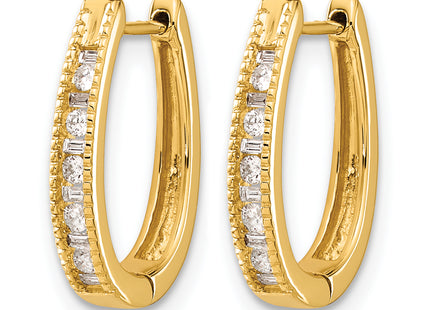 14k Diamond Oval Hinged Hoop Earrings
