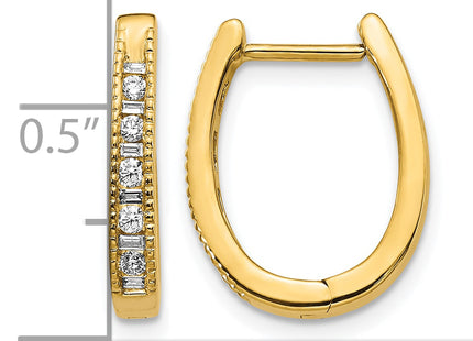 14k Diamond Oval Hinged Hoop Earrings