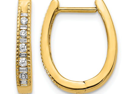14k Diamond Oval Hinged Hoop Earrings