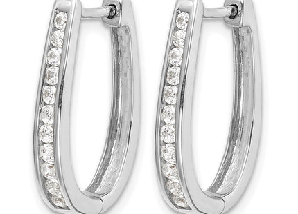 14K white gold diamond oval hoop earrings, alternate view