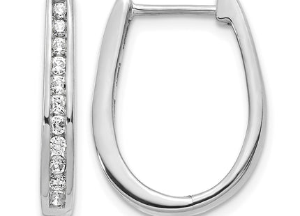 14K white gold diamond oval hoop earrings