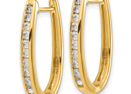 14K white gold diamond oval hoop earrings, alternate view