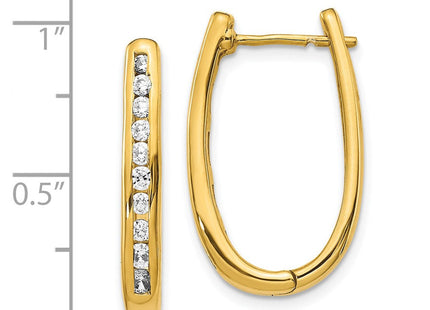 14K white gold diamond oval hoop earrings, further view