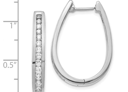 14k White Gold Diamond Oval Hinged Hoop Earrings (Style EM5372-100-WA)