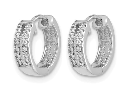 14K white gold diamond hoop earrings, alternate view
