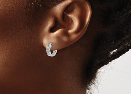 14K white gold diamond hoop earrings, another view