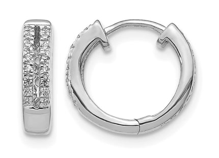14K white gold diamond hoop earrings