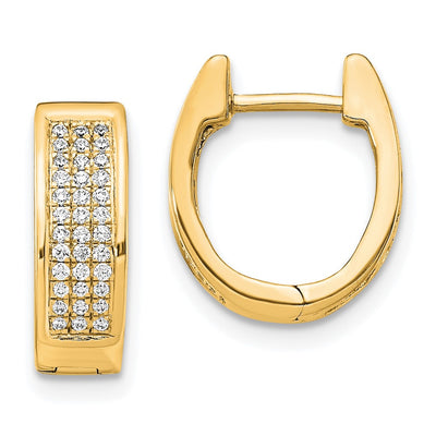 14K Diamond Small Hinged Oval Hoop Earrings
