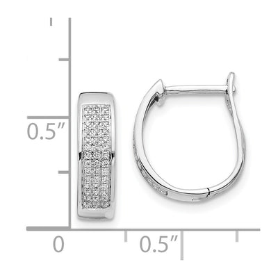 14K White Gold Diamond Hinged Oval Hoop Earrings