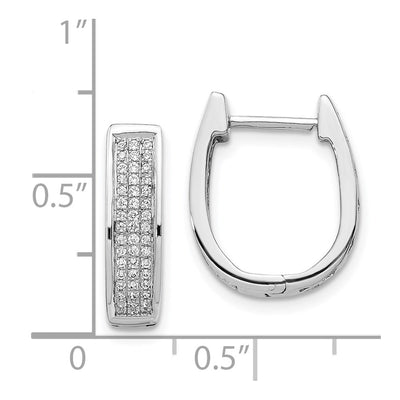 14K White Gold Diamond Medium Hinged Oval Hoop Earrings