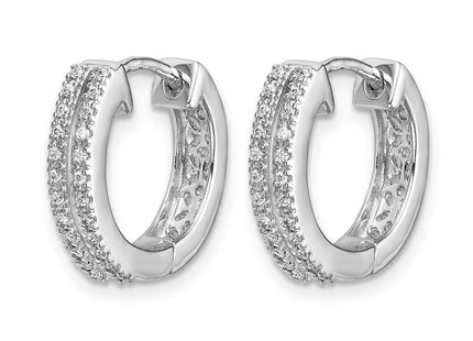 14K white gold diamond hoop earrings, alternate view