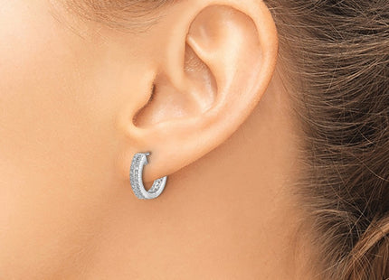 14K white gold diamond hoop earrings, another view