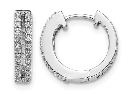 14K white gold diamond hoop earrings