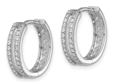 14k White Gold Diamond Hinged Round Hoop Earrings (Style EM5381-025-WA)