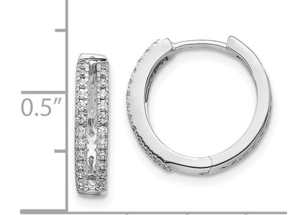 14k White Gold Diamond Hinged Round Hoop Earrings (Style EM5381-025-WA)