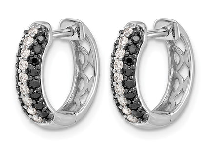 14K white gold diamond hoop earrings, alternate view