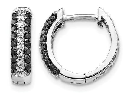 14K white gold diamond hoop earrings