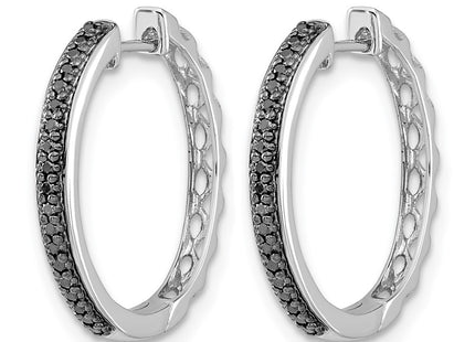14K white gold diamond hoop earrings, alternate view