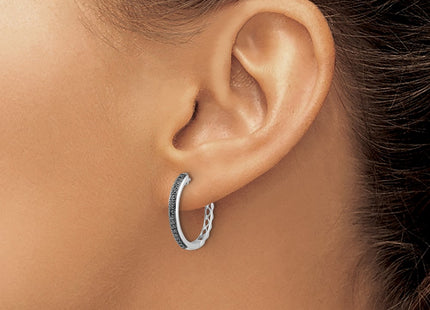14K white gold diamond hoop earrings, another view