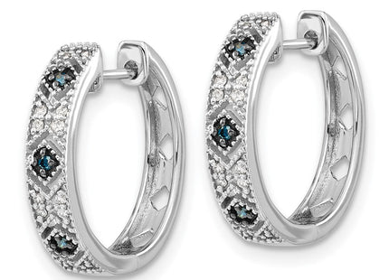 14k White Gold Blue/White Diamond Hinged Hoop Earrings (Style EM5404-BD-010-WA)