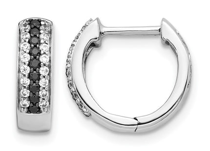 14K white gold diamond hoop earrings